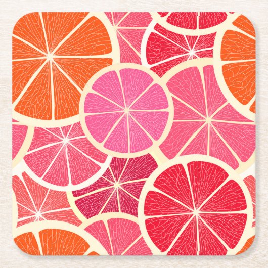 Orange & Grapefruit Zitrusfrüchte Muster Rechteckiger Pappuntersetzer (Vorderseite)