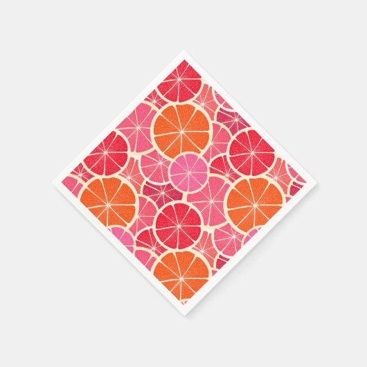 Orange & Grapefruit Zitrusfrüchte Muster Serviette (Ecke)
