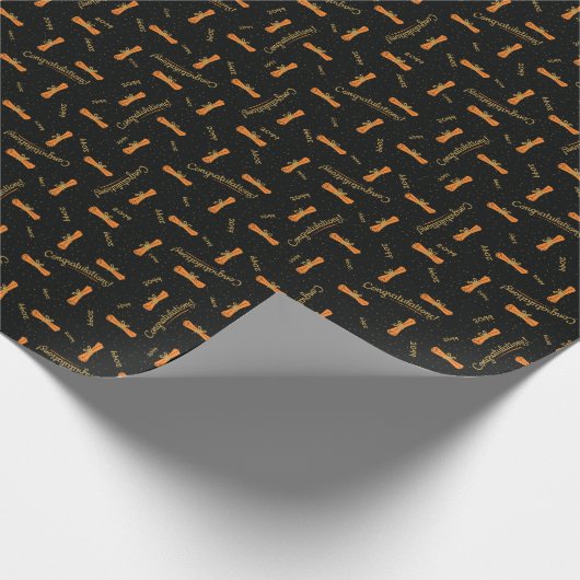 Orange Gratulationen Diplomarbeit Jahr Grad Geschenkpapier (Ecke)