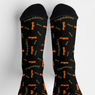Orange Gratulationen Diplomarbeit Jahr Socken