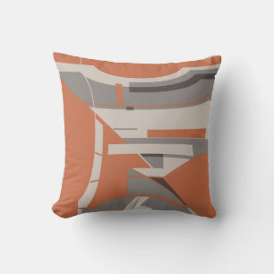 Orange Grau Beige Mittelmeer-Geometrisch-Abstrakt Kissen