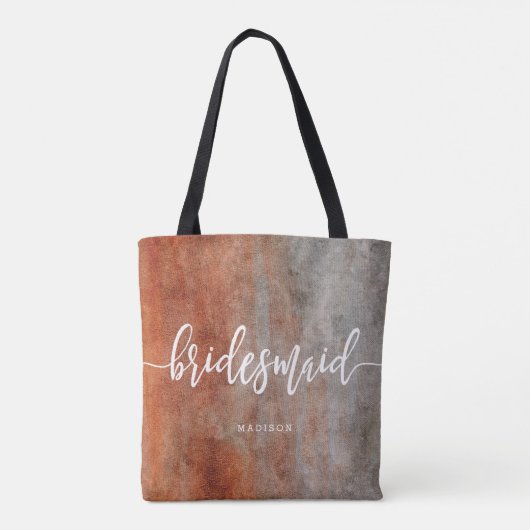 Orange Grau Bridesmaid Monogram Tasche (Rückseite)
