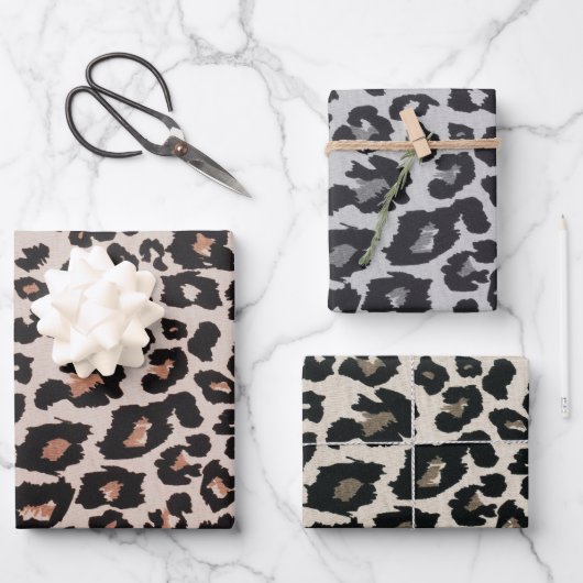 Orange Grau Brown Black Leopard Animal Print Geschenkpapier Set (Vorderseite)
