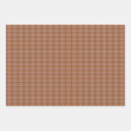 Orange Grau Kariertes Klassisches Muster Rustikal Geschenkpapier Set