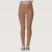 Orange Grau Kariertes Klassisches Muster Rustikal Leggings (Vorderseite)