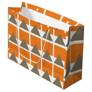 Orange Grau Quadrat Dreieck Geometrisch Große Geschenktüte