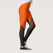 Orange Grau Schwarz Modernes geometrisches Muster Leggings (Rechts)