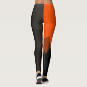Orange Grau Schwarz Modernes geometrisches Muster Leggings (Rückseite)