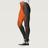 Orange Grau Schwarz Modernes geometrisches Muster Leggings (Links)