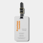 Orange Grau Weiß Moderne einfach Schlicht Ihren Na Gepäckanhänger (Vorderseite vertikal)