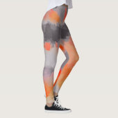 Orange graue abstrakte Malerei Leggings (Rechts)