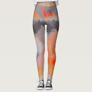 Orange graue abstrakte Malerei Leggings