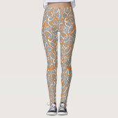 orange-graue Mod-Retro-Schleifen geometrisches Mus Leggings (Vorderseite)