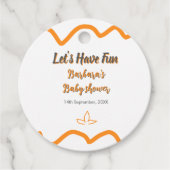 Orange graue Retro spanische Babydusche boho moder Geschenkanhänger (Vorderseite)