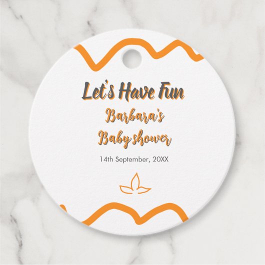 Orange graue Retro spanische Babydusche boho moder Geschenkanhänger (Vorderseite)