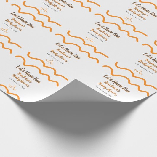 Orange graue Retro spanische Babydusche boho moder Geschenkpapier (Ecke)