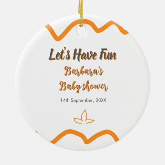 Orange graue Retro spanische Babydusche boho moder Keramik Ornament (Hinten)