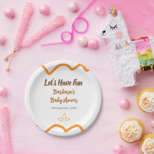 Orange graue Retro spanische Babydusche boho moder Pappteller (Party)