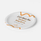 Orange graue Retro spanische Babydusche boho moder Pappteller (Schrägansicht)