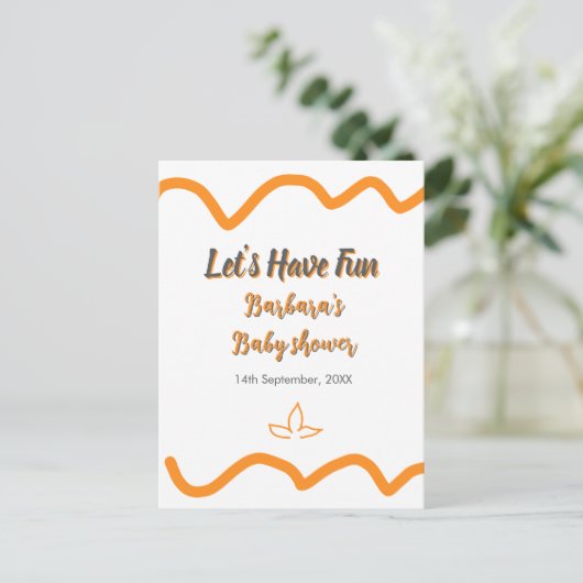 Orange graue Retro spanische Babydusche boho moder Postkarte (Stehend Vorderseite)