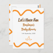 Orange graue Retro spanische Babydusche boho moder Postkarte (Vorne/Hinten)