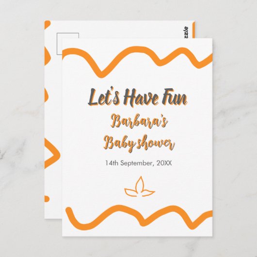 Orange graue Retro spanische Babydusche boho moder Postkarte (Vorne/Hinten)