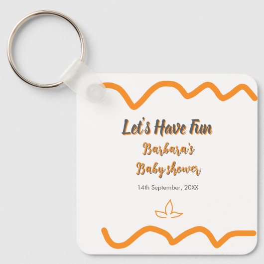 Orange graue Retro spanische Babydusche boho moder Schlüsselanhänger (Vorderseite)