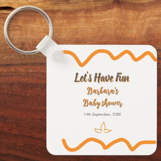 Orange graue Retro spanische Babydusche boho moder Schlüsselanhänger (Vorderseite)