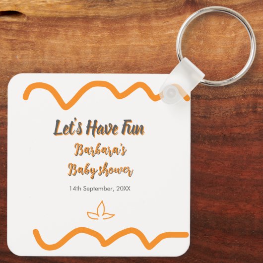 Orange graue Retro spanische Babydusche boho moder Schlüsselanhänger (Rückseite)