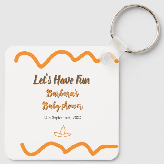 Orange graue Retro spanische Babydusche boho moder Schlüsselanhänger (Rückseite)