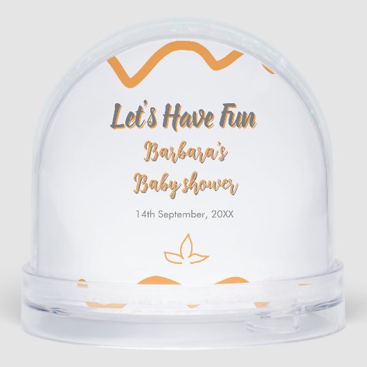 Orange graue Retro spanische Babydusche boho moder Schneekugeln (Rückseite)