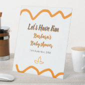 Orange graue Retro spanische Babydusche boho moder Sockelschild (In Situ)