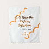 Orange graue Retro spanische Babydusche boho moder Wandteppich (Vorderseite)