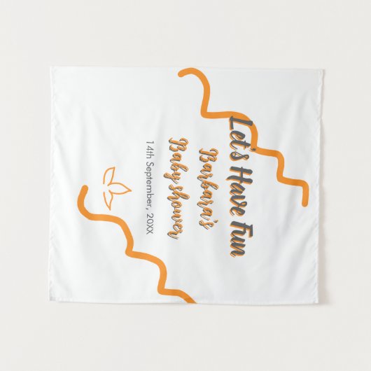 Orange graue Retro spanische Babydusche boho moder Wandteppich (Vorderseite (Horizontal))