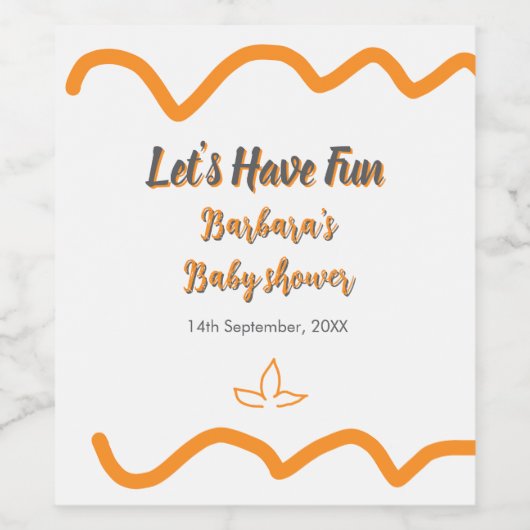 Orange graue Retro spanische Babydusche boho moder Weinetikett (Einzelnes Label)