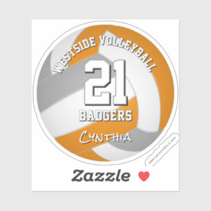 orange graue Sportteamfarben Volleyballspieler Aufkleber