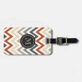 Orange graue Zickzack geometrische Entwurfs-Farbe Gepäckanhänger (Vorderseite horizontal)