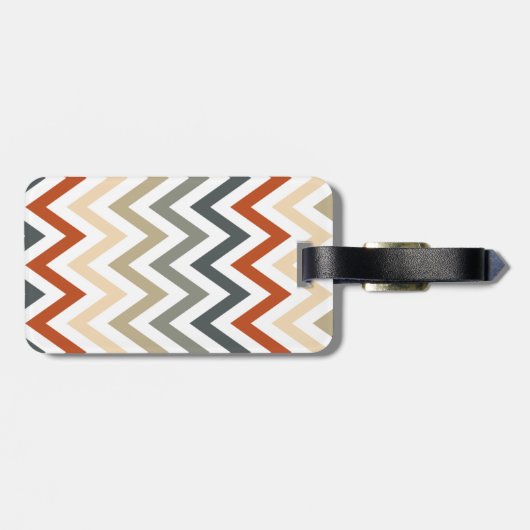 Orange graue Zickzack geometrische Entwurfs-Farbe Gepäckanhänger (Rückseite horizontal)
