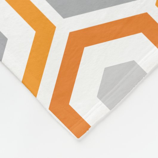 Orange graues Retro geometrisches Muster Fleecedecke (Ecke)