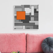 Orange Gray Abstrakt Geometric Art Leinwanddruck (Insitu (Wohnzimmer))