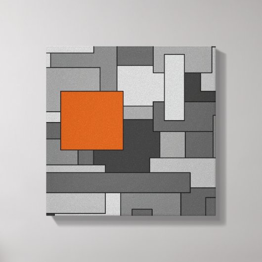 Orange Gray Abstrakt Geometric Art Leinwanddruck (Vorderseite)