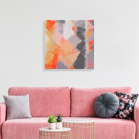 Orange Gray Abstrakt Leinwanddruck (Insitu (Wohnzimmer))