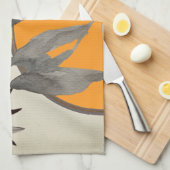 Orange & Gray Artistic Watercolor Botanic Geschirrtuch (Viertel Falte)