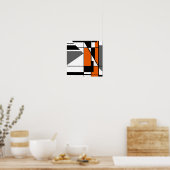 Orange Gray Black Mosaic like Abstract Design Poster (Küche)
