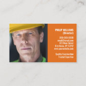 Orange Gray Business Logo Contractors Visitenkarte (Rückseite)