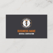 Orange Gray Business Logo Contractors Visitenkarte (Vorderseite)