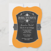 Orange Gray Chalkboard Baby Dusche Einladung (Vorderseite)