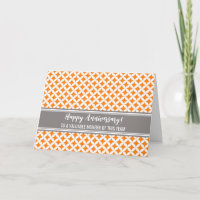 Orange Gray Circles Employee Anniversary Card