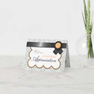 Orange & Gray Damask Elegante Danksagungen Karten