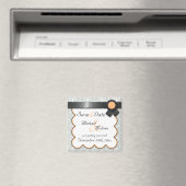 Orange & Gray Damask Speichern Sie das Datumsfenst Magnet (In Situ (Geschirrspüler))
